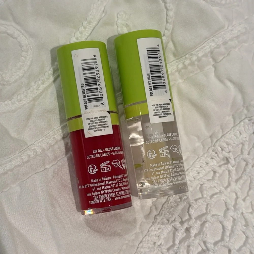 Nyx Fat Oil Lipdrip bundle shades Newsfeed and My Main lip oil gloss